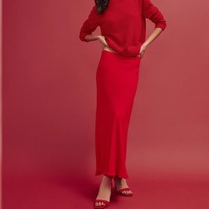 Reformation NWT red Layla skirt bias cut